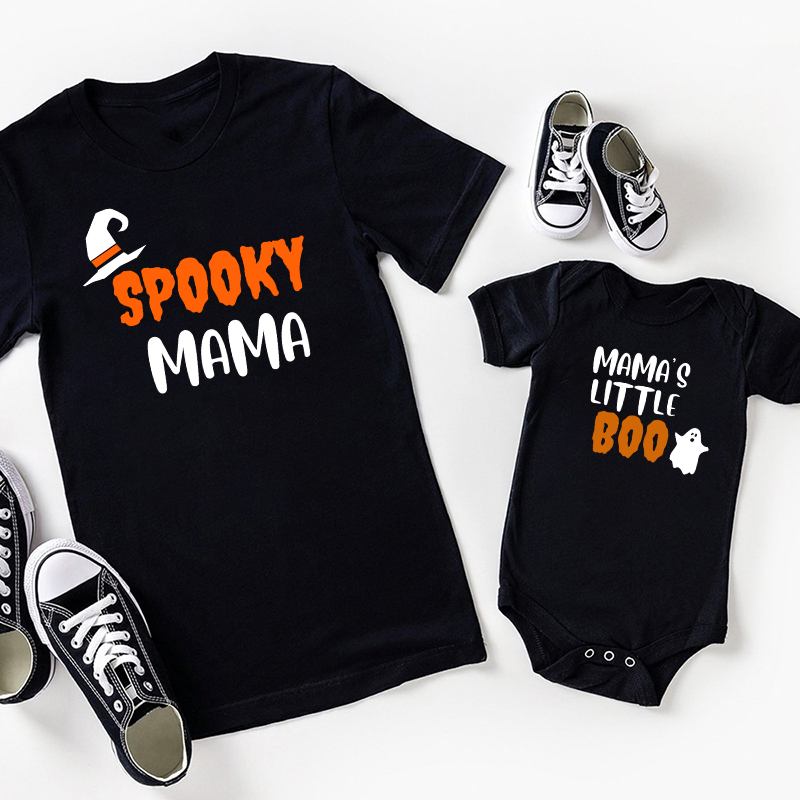 Spooky Mama and Mama's Little Boo Matching Shirt 
