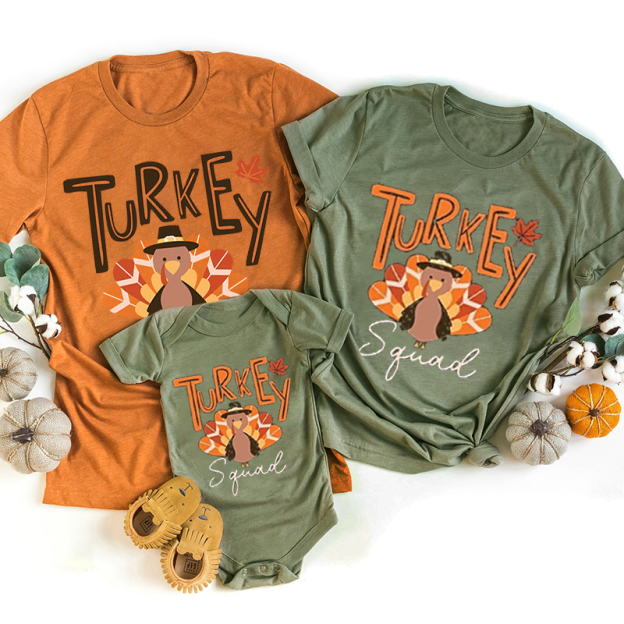 Turkey Squad Thanksgiving Family Matching Shirts