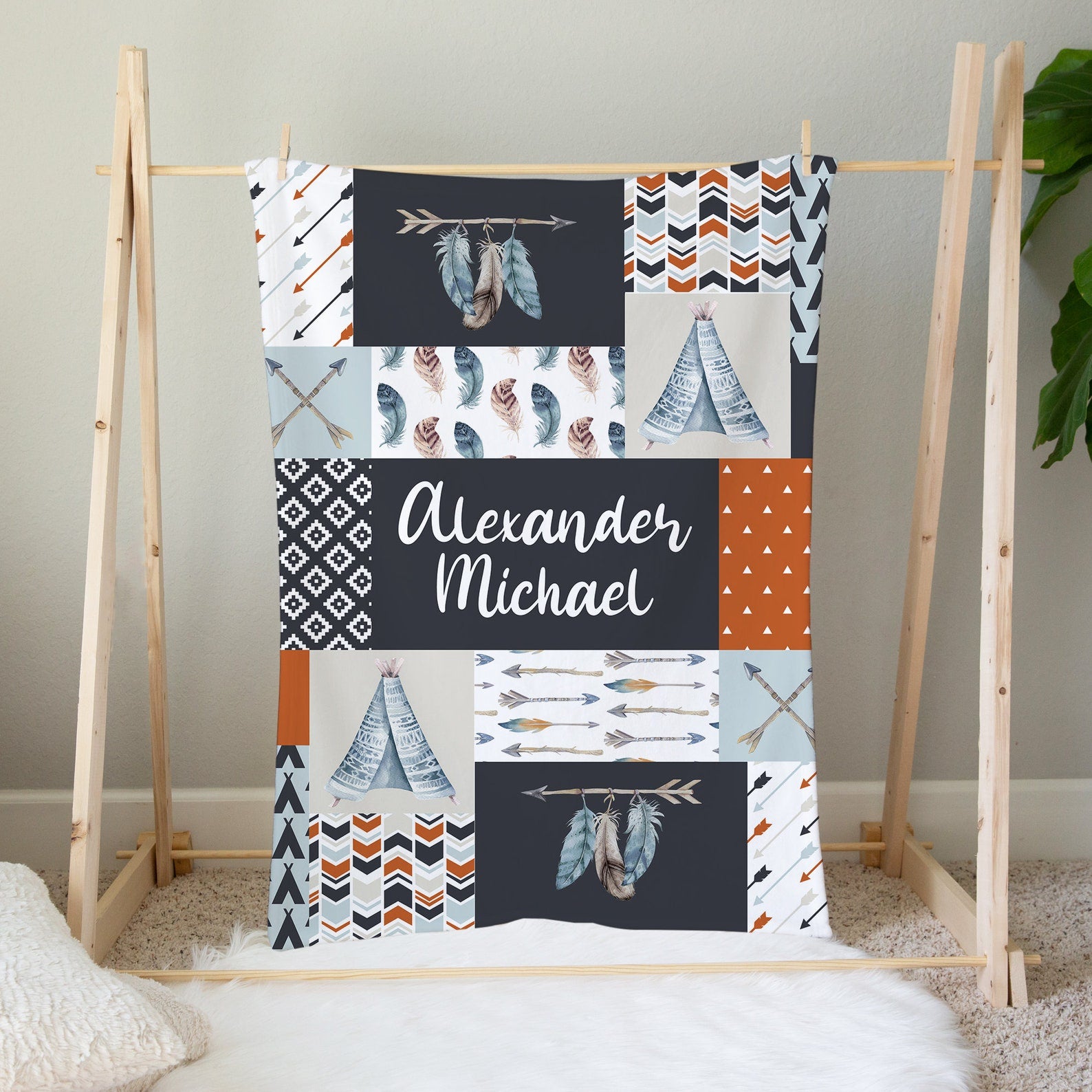 Personalized Stay Wild Boho Baby Flannel Blanket