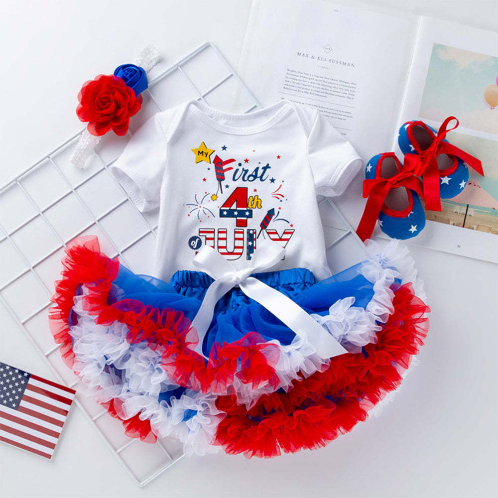 4th Of July American Celebration Baby Girl Tutu Outfit Set