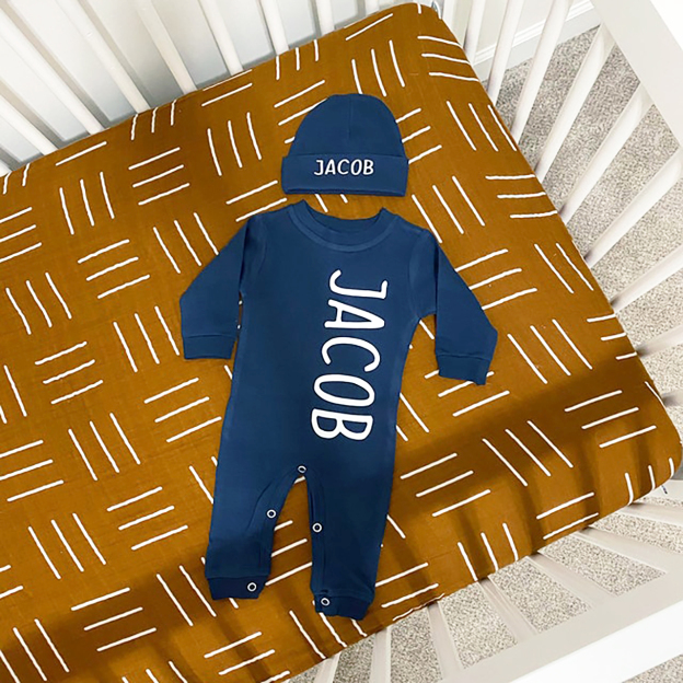Baby Boy Coming Home Outfif Navy Romper Set
