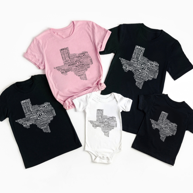 Words of Texas Family Matching Shirts