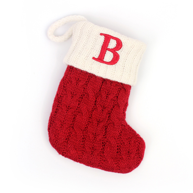 Christmas Socks Knitted Embroidered Alphabet Socks