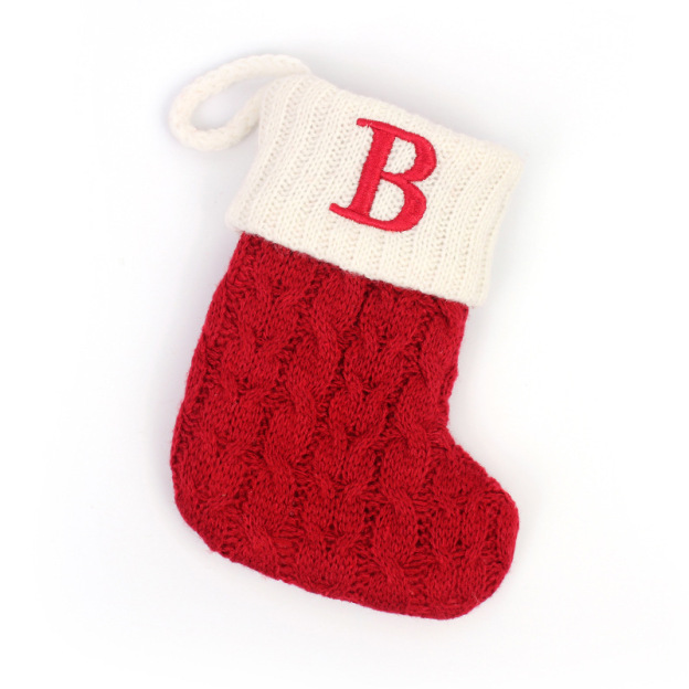 Christmas Socks Knitted Embroidered Alphabet Socks