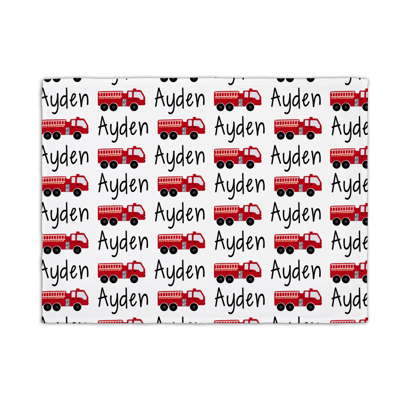 Fire Truck Personalized Baby Flannel Blanket