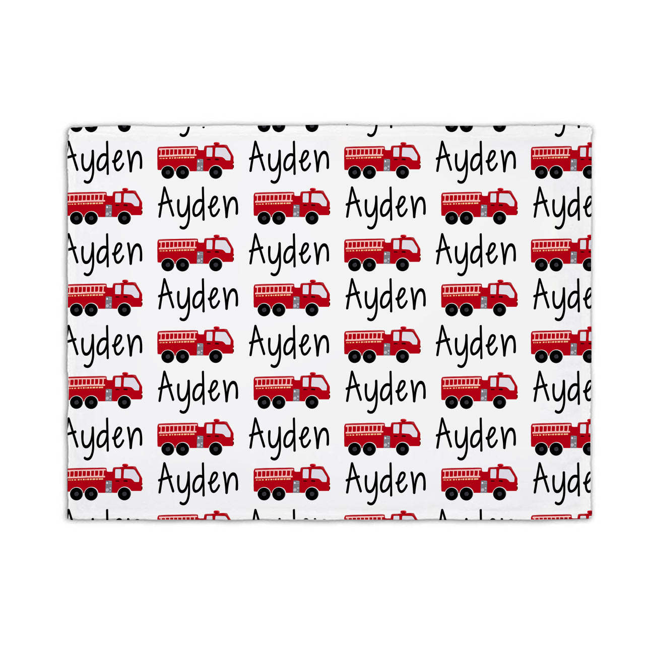 Fire Truck Personalized Baby Flannel Blanket