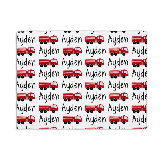 Fire Truck Personalized Baby Flannel Blanket