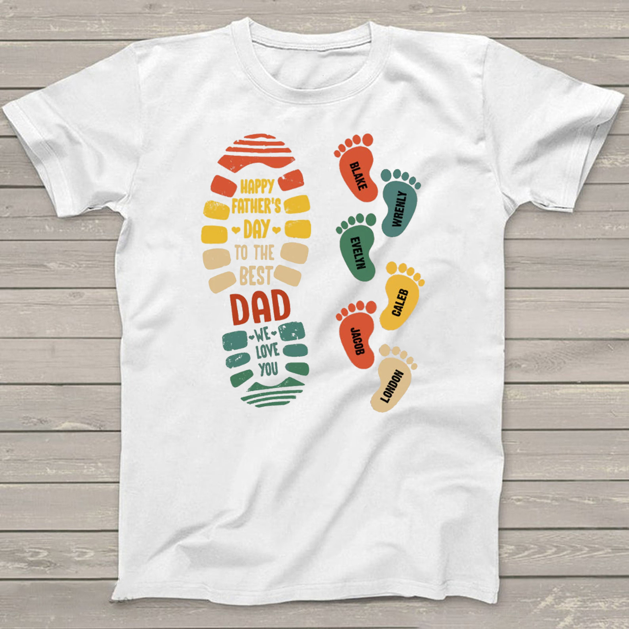 Footprints Dad Shirt Personalized With Name