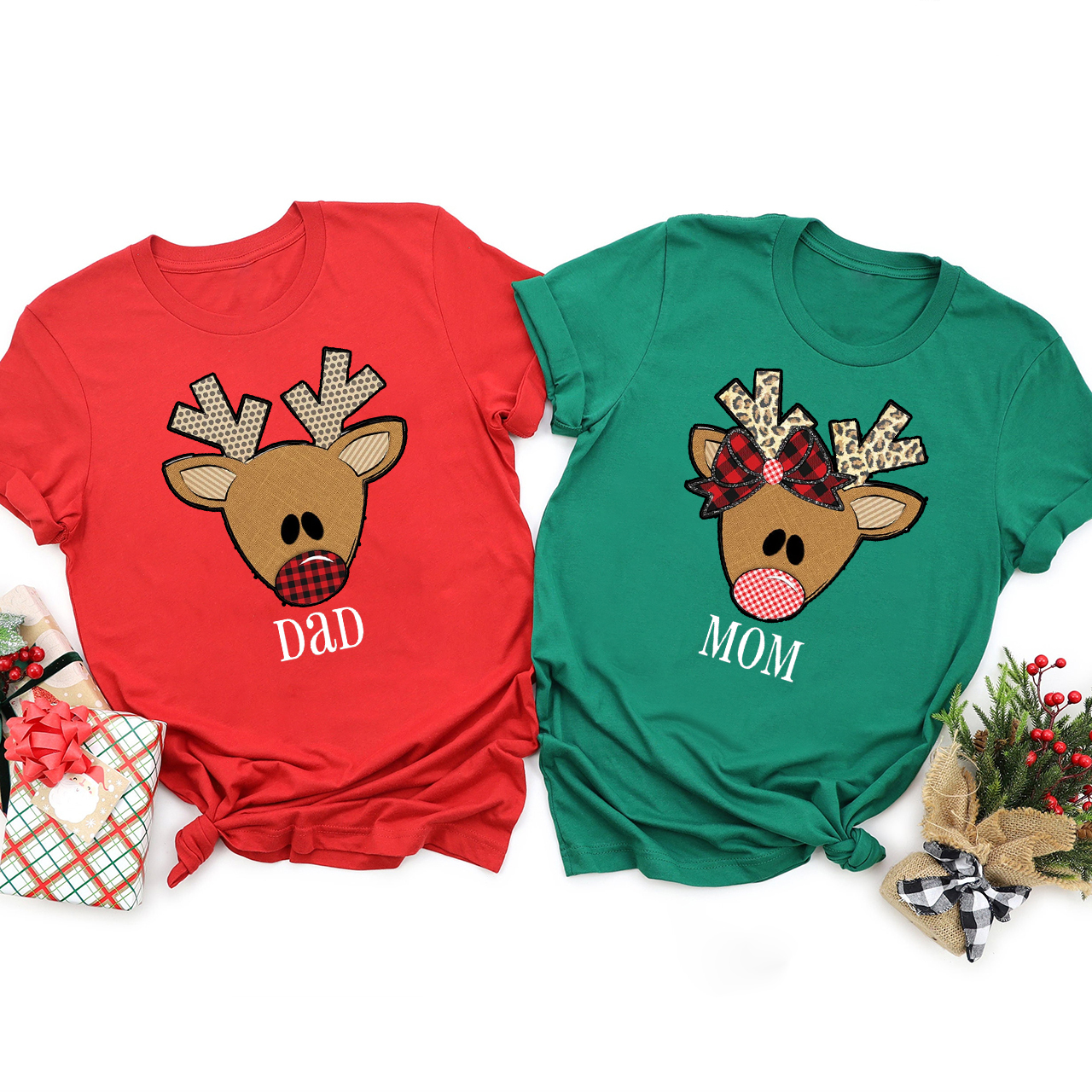 Big Nose Reindeer Christmas Family Matching Shirt