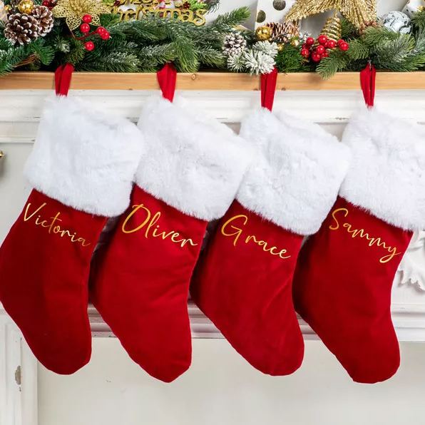 Personalized Red Velvet Christmas Gifts Socks
