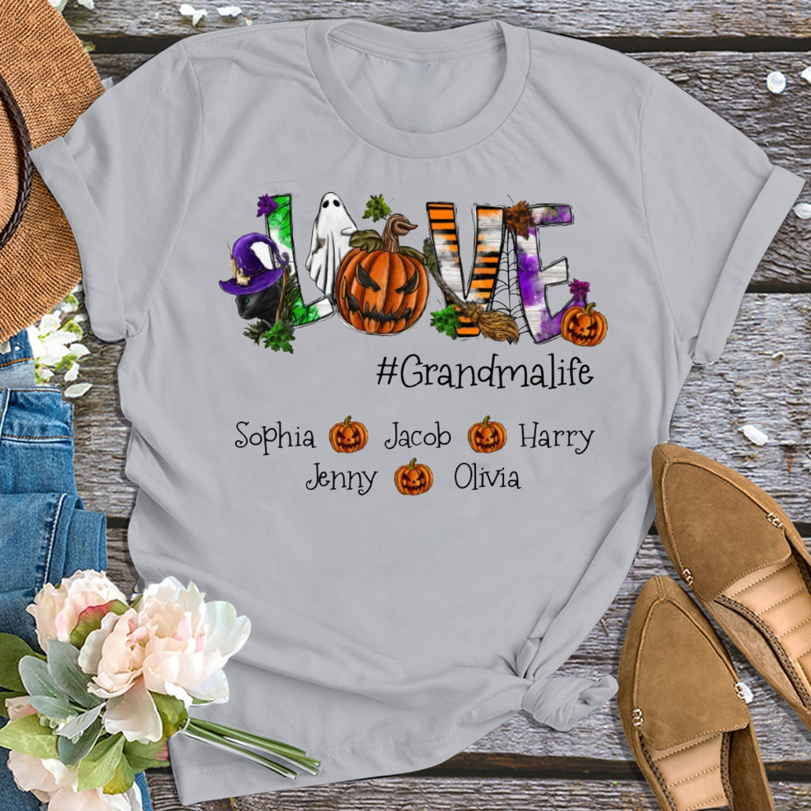 Evil Pumpkin Thanksgiving Personalized Grandma Shirt 