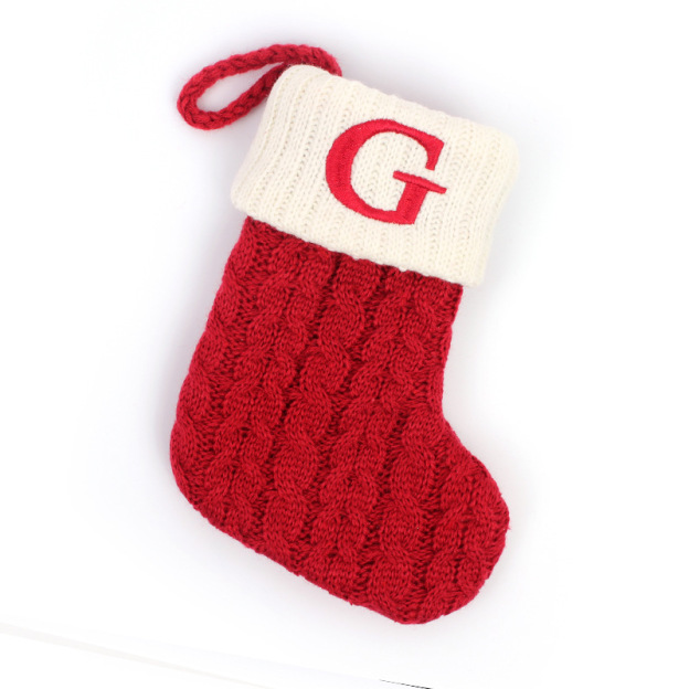 Christmas Socks Knitted Embroidered Alphabet Socks