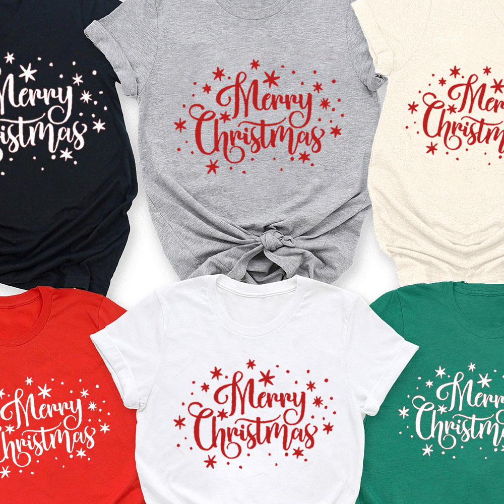Merry Christmas Snow Print Family Matching Shirt