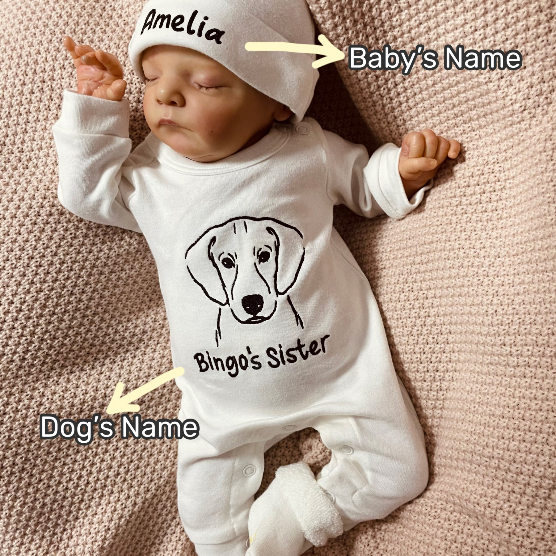 Personalized Baby Embroidery Rompers Sets (Pets)