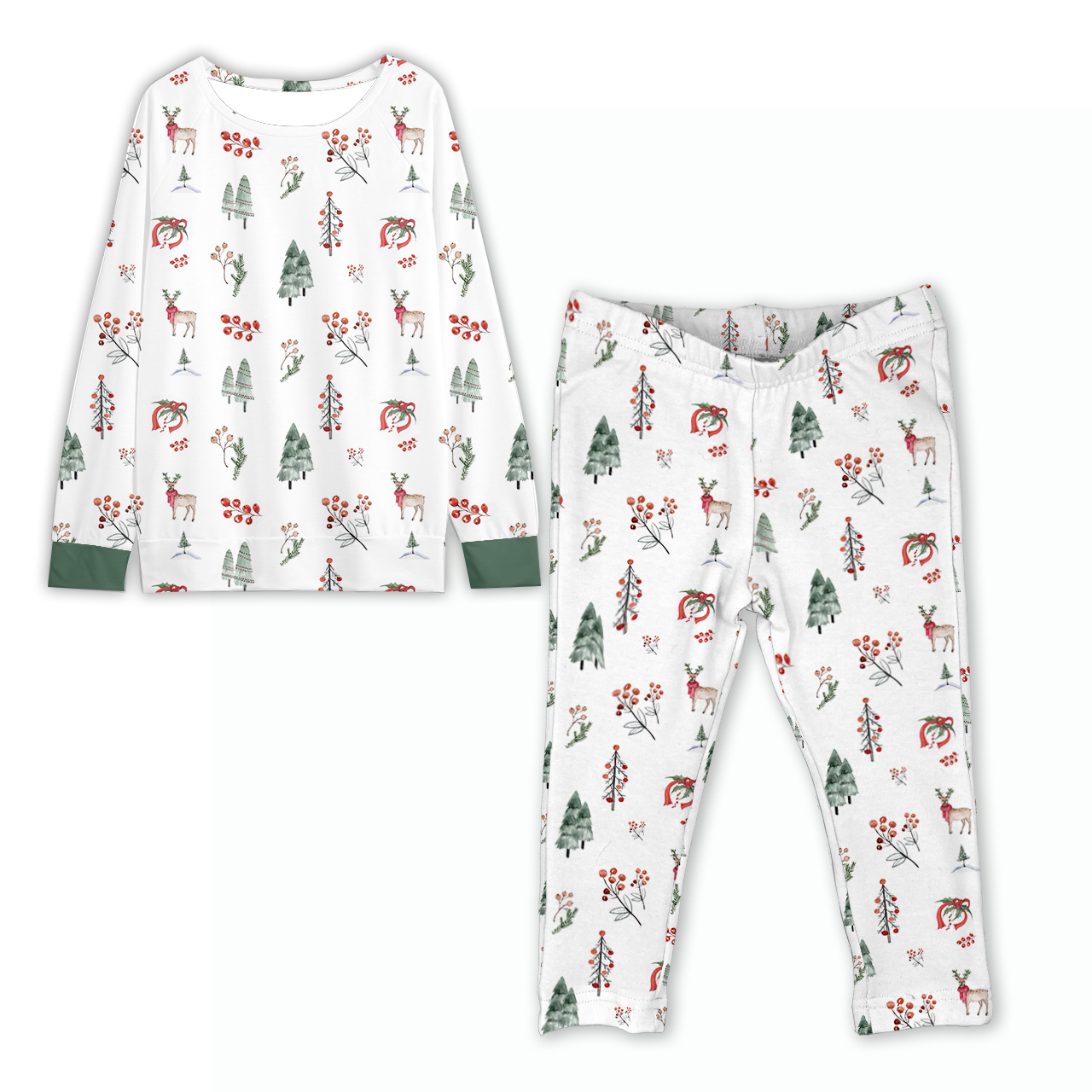 Green Tree Patterns Christmas Family Matching Pajamas