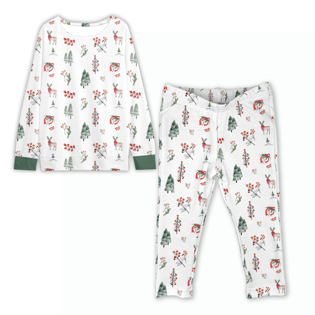 Green Tree Patterns Christmas Family Matching Pajamas