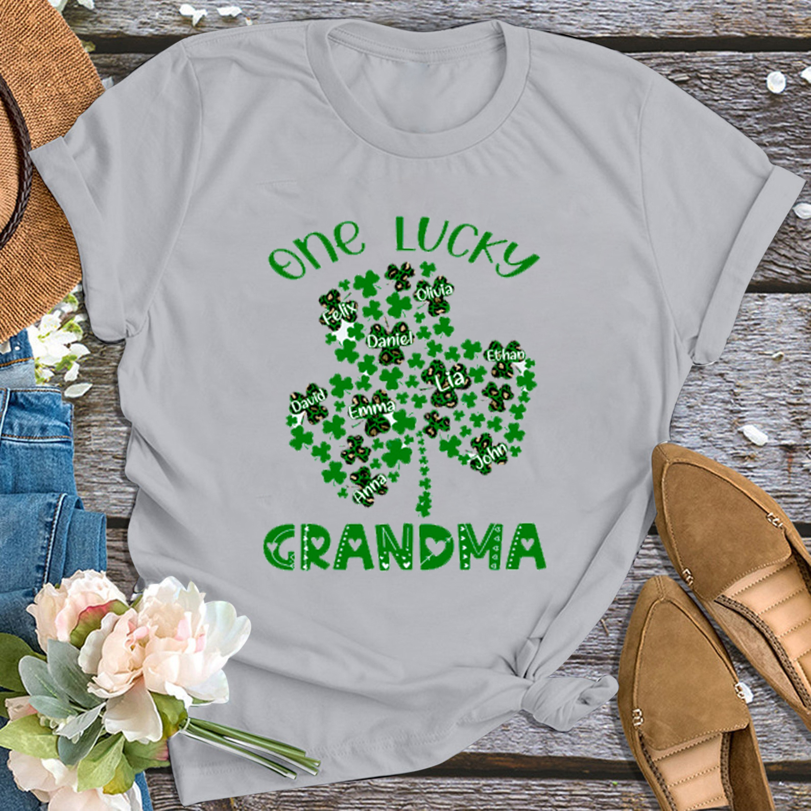 Lucky Grandma Personalized Shirt