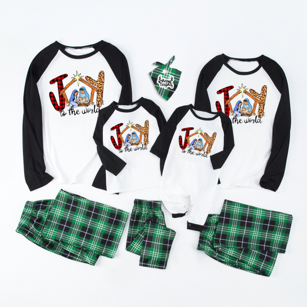 Joy to the World Christian Christmas Family Matching Pajamas