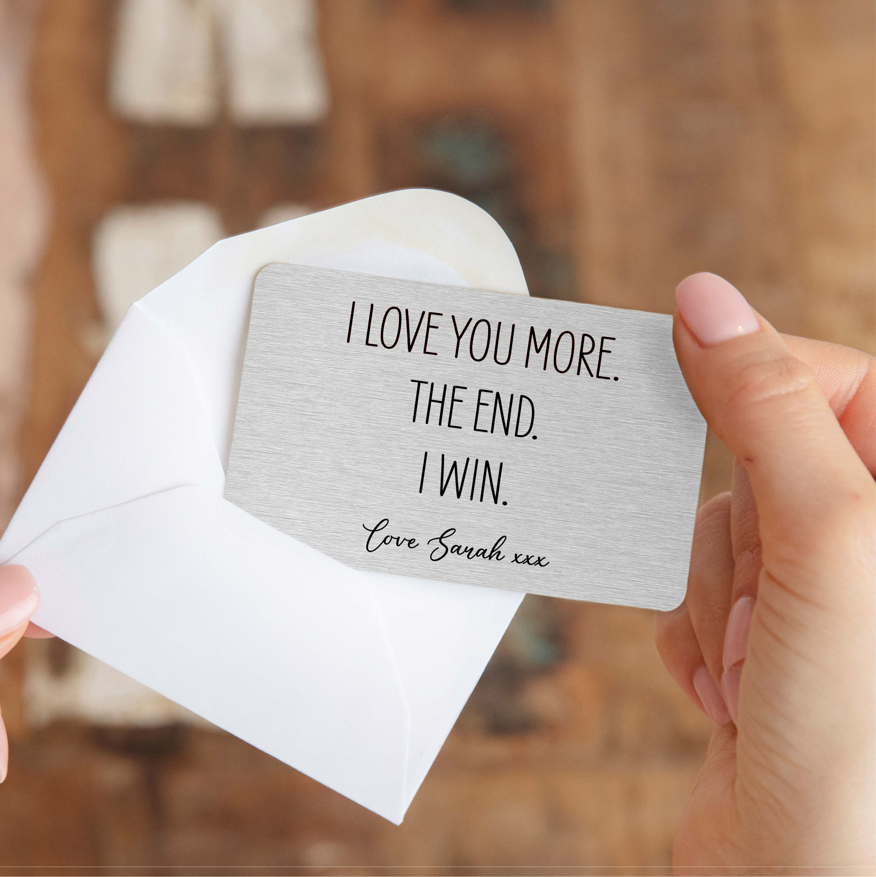 Personalized I Love You More Metal Wallet Card
