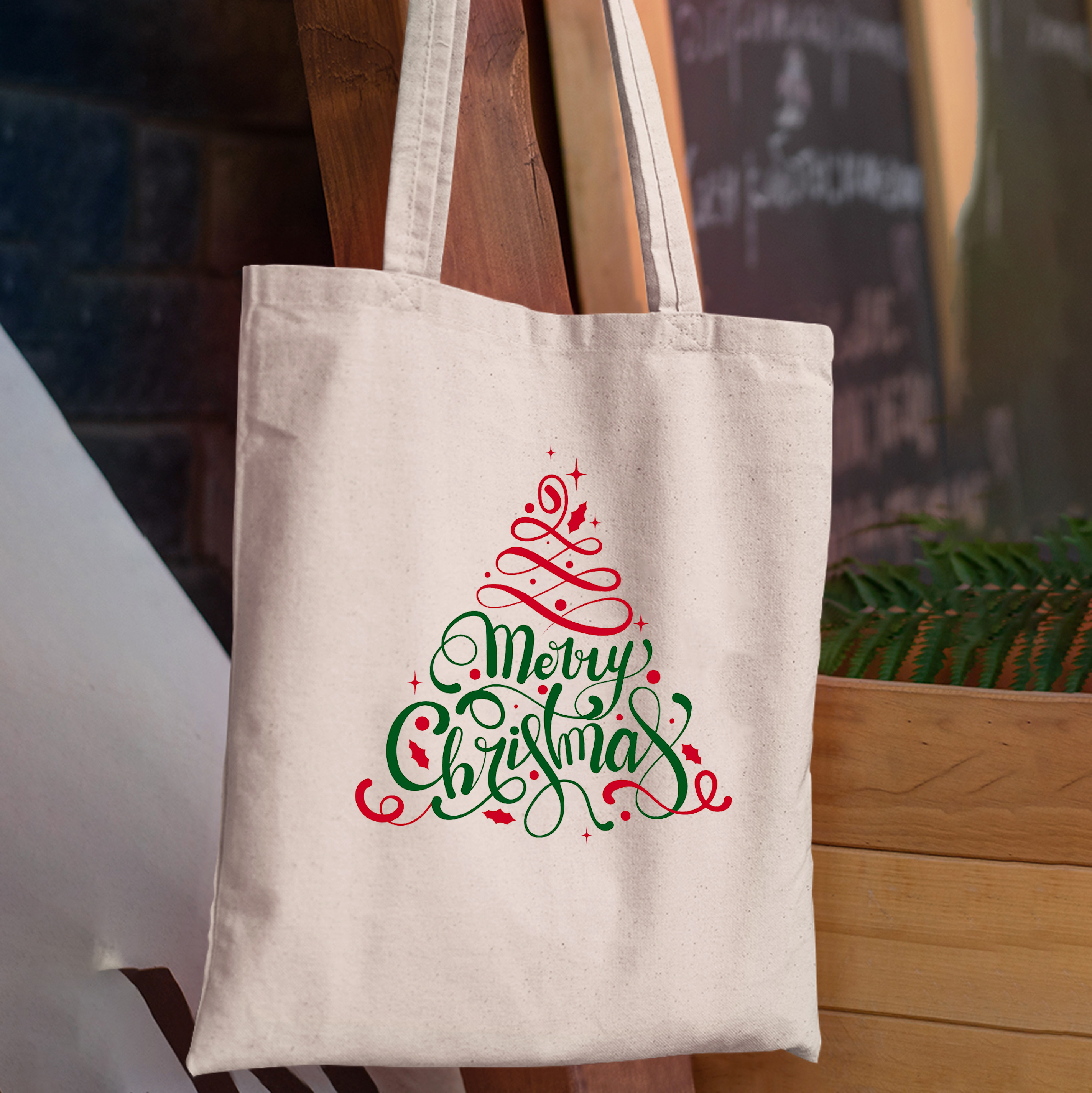 Merry Christmas Tree Tote Bag
