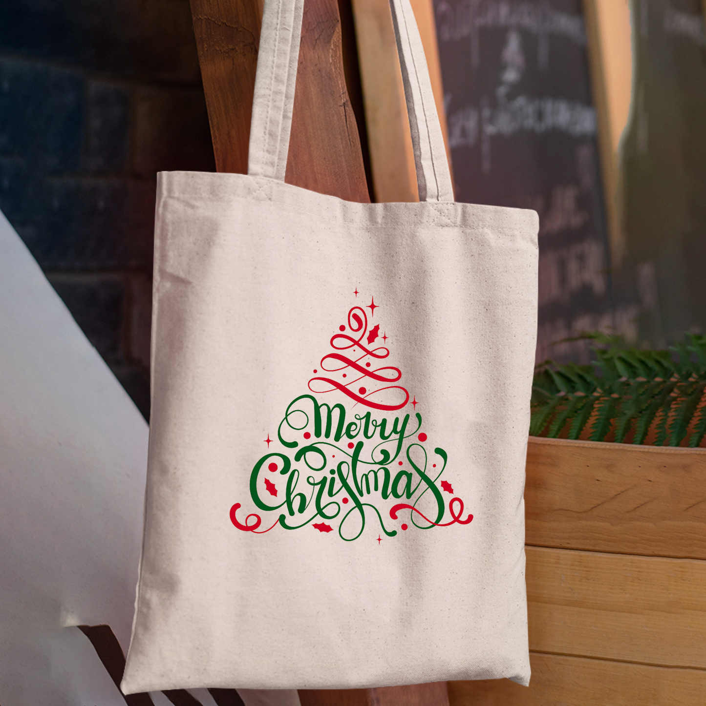 Merry Christmas Tree Tote Bag