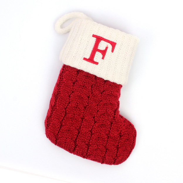 Christmas Socks Knitted Embroidered Alphabet Socks