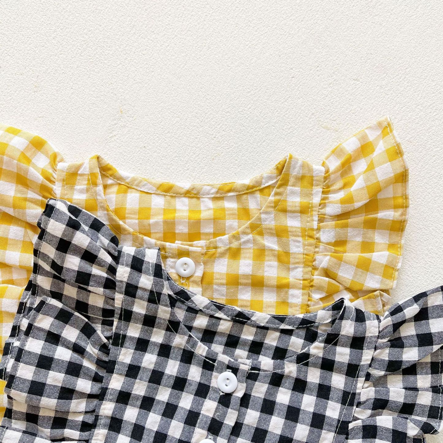 Plaid Baby Summer Jumpsuit Headband Set