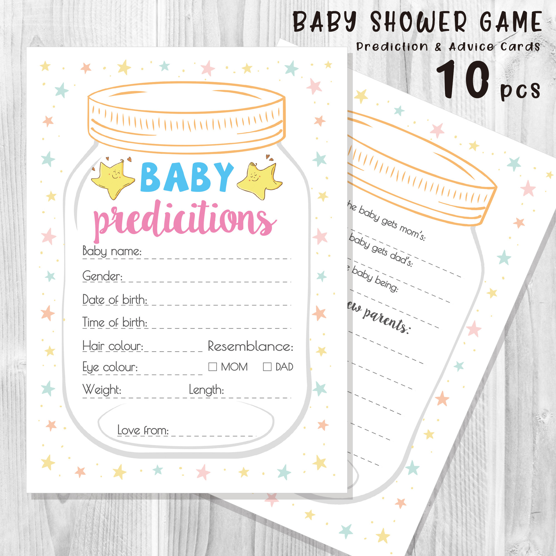 Baby Shower Star Predicitions And Advice Card Pack of 10