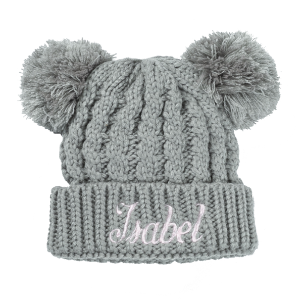 Image of 0-6T Double Pom Pom Beanies/hat Personalized (Knit)