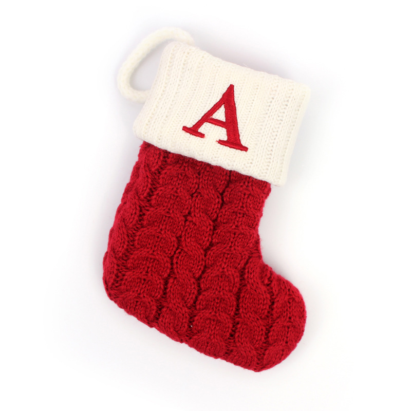 Christmas Socks Knitted Embroidered Alphabet Socks