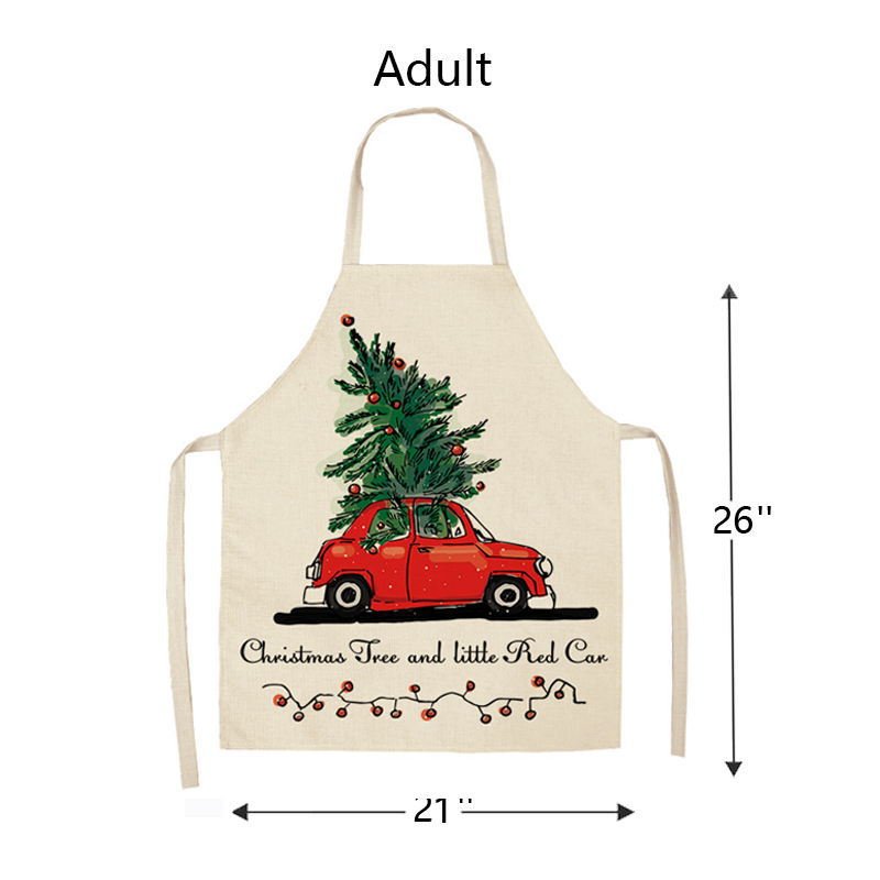 Christmas Tree  And Little Red Car Apron Sets For Adult&Kids