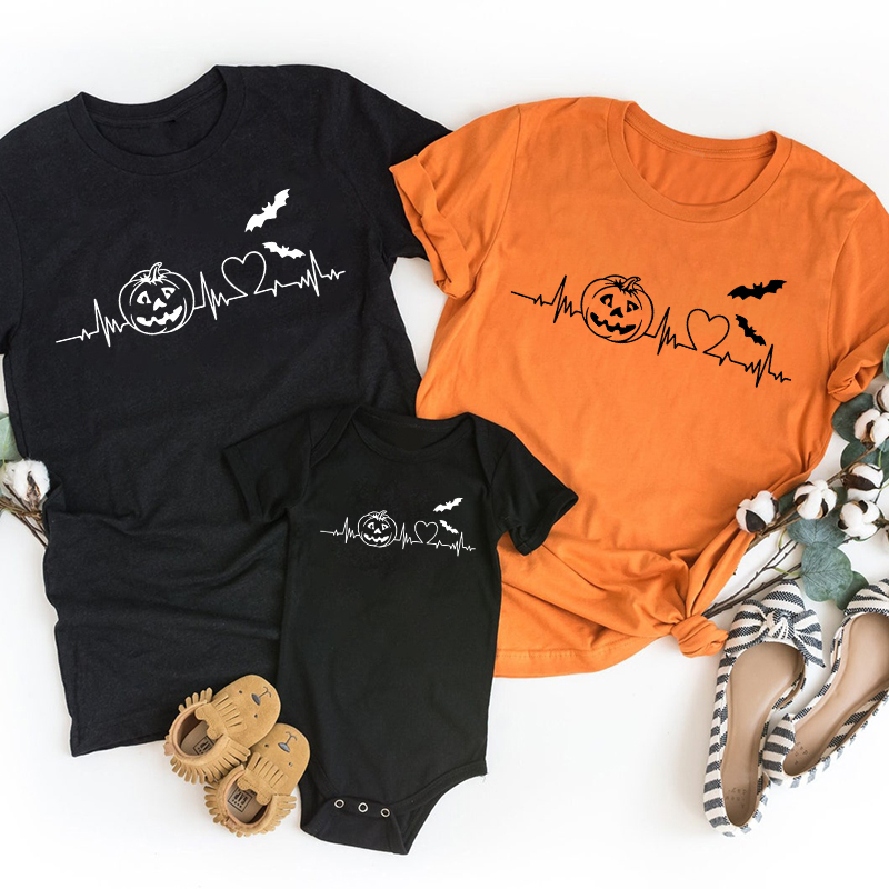 Halloween Pumpkin Heartbeat Shirt