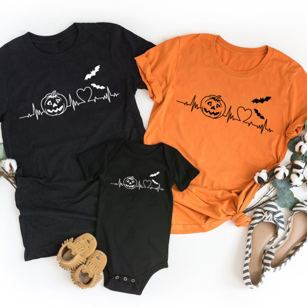 Halloween Pumpkin Heartbeat Shirt