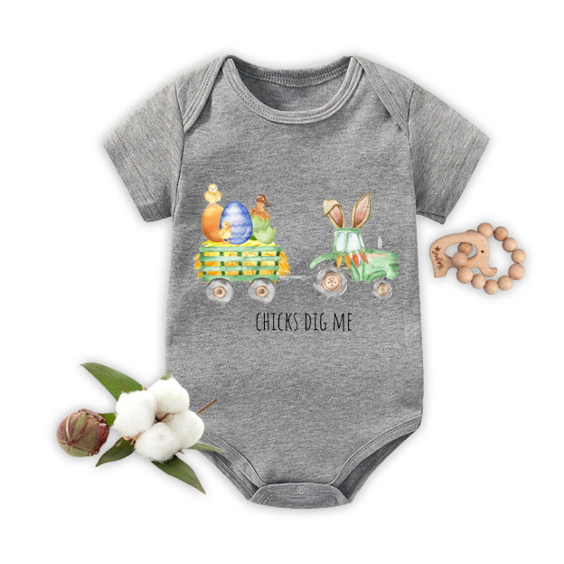 Chicks Dig Me Easter Tractor Bodysuit For Baby