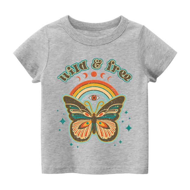 Retro Boho Wild And Free Kids T-Shirt