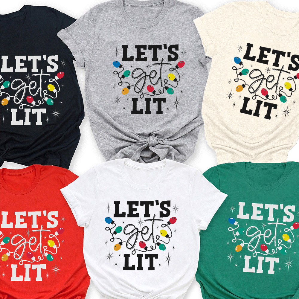 Let's Get Lit Christmas Family Shirt