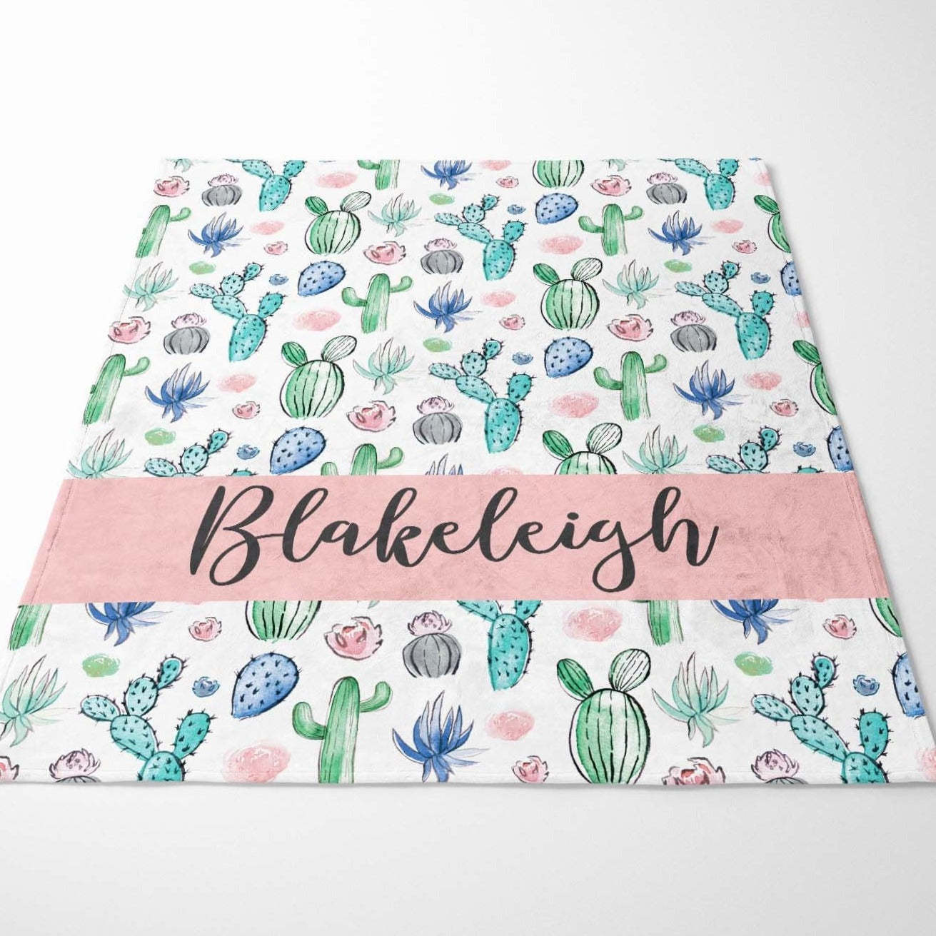Personalized Cactus Nursery Baby Flannel Blanket