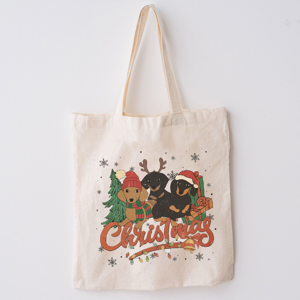 Three Dogs Christmas Tote Bag