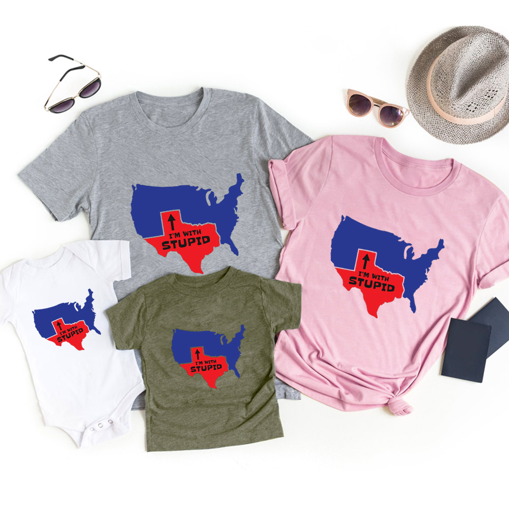 Texas I'm With Stupid Family Matching Shirts