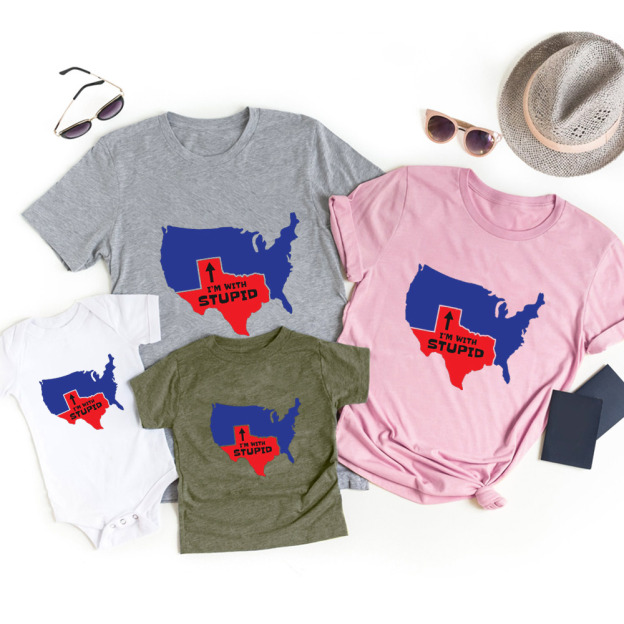 Texas I'm With Stupid Family Matching Shirts