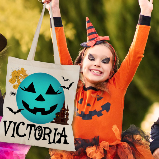 Personalized Halloween Tote Bags Customized Scary Face 