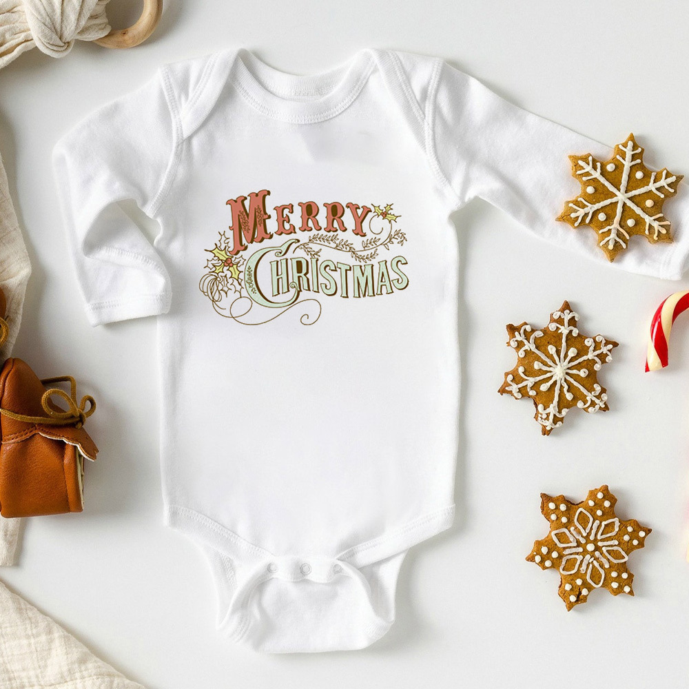 Vintage Merry Christmas Baby Bodysuit