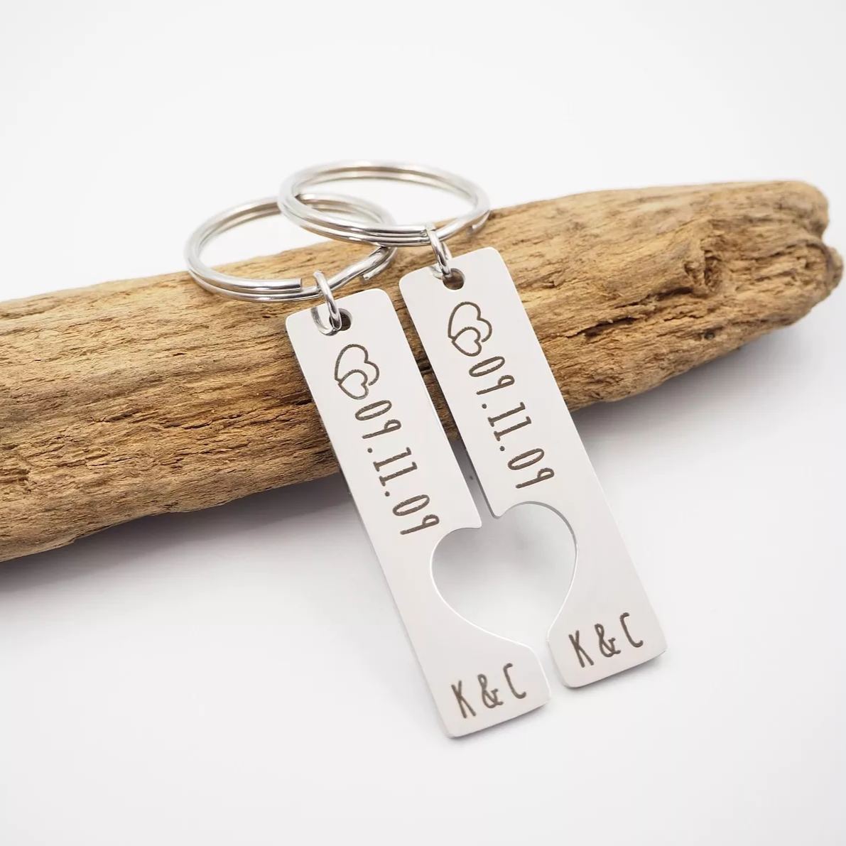 Personalized Valentine's Day Gift Engraved Stainless Heart Keychain