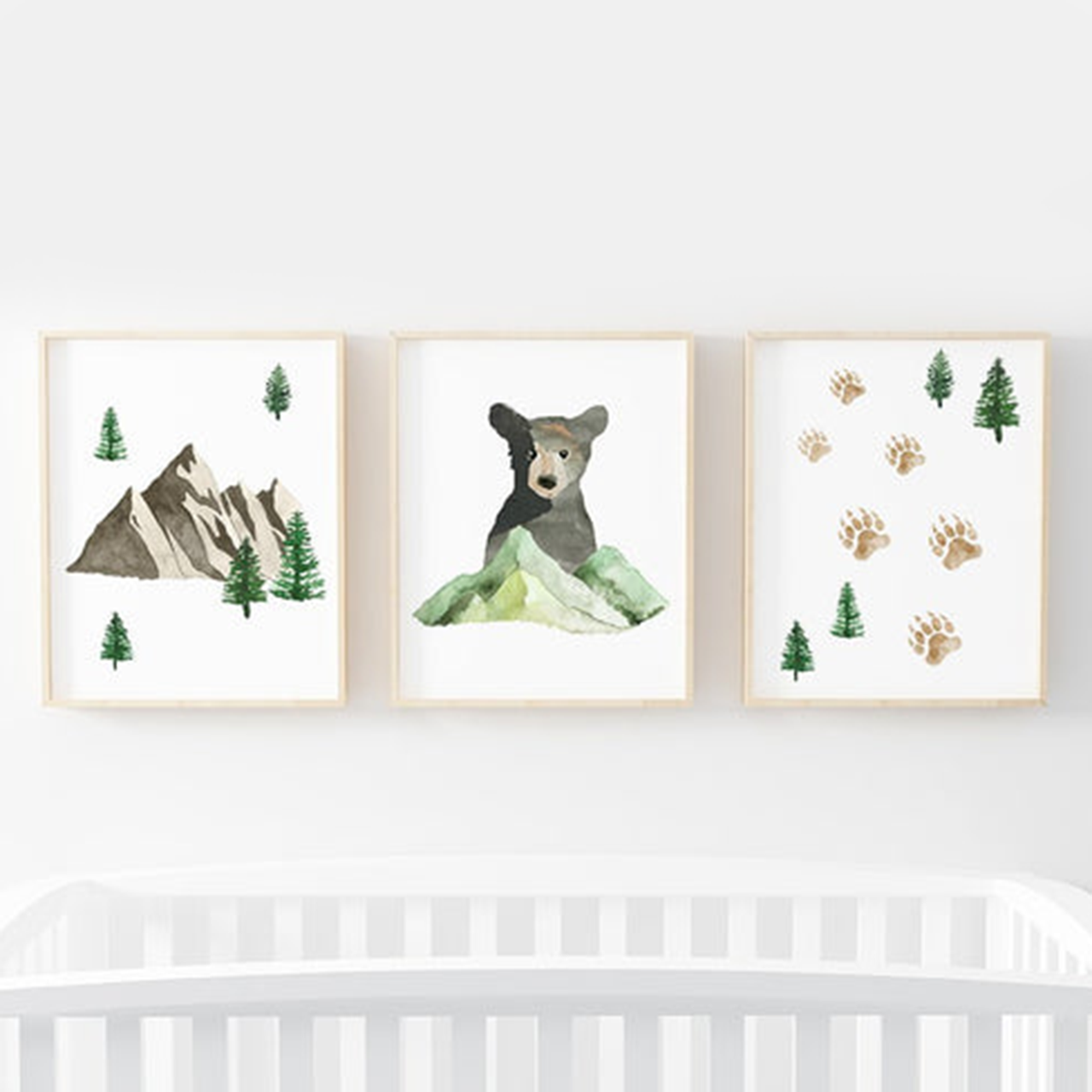 Brody's Bear & Mountain Adventure Woodland Digital Nursery Art