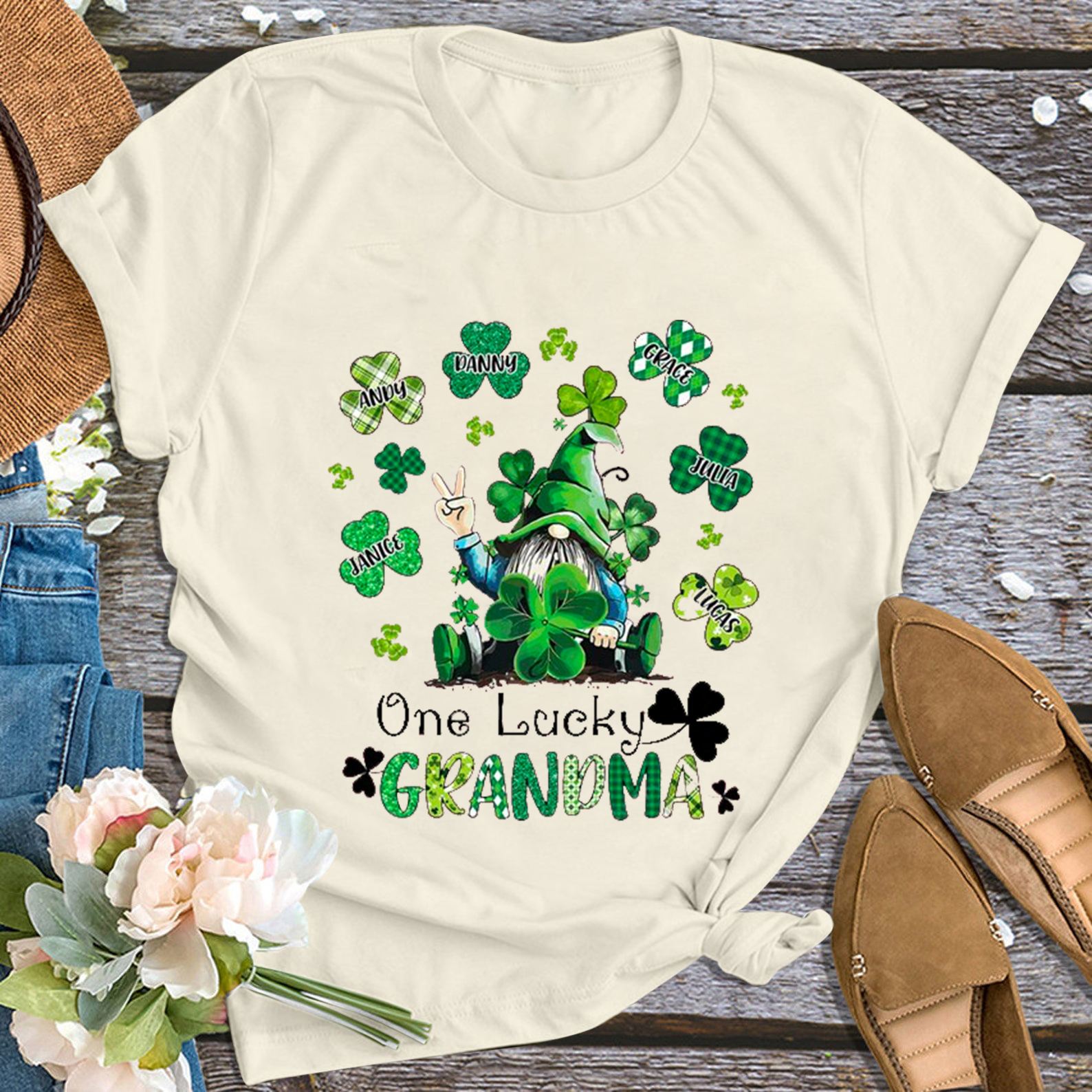 One Lucky Grandma Personalized Shirt