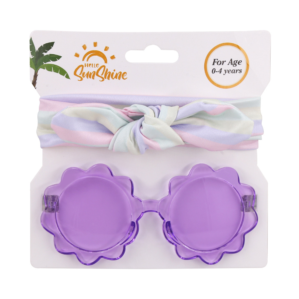 Purple Sunglasses & Headband Set Flowers