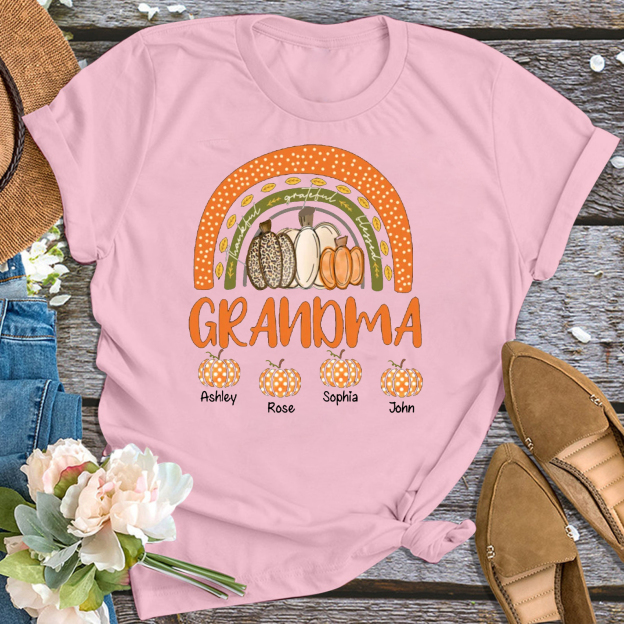 Three Pumpkins Thanksgiving Personalized Grandma Shirt 