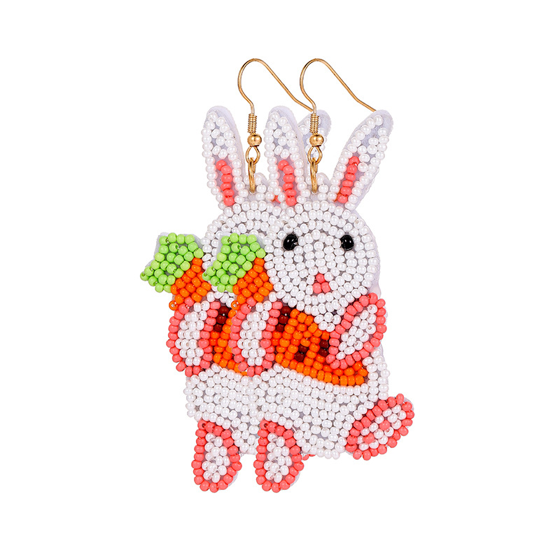 Cute Bunny Easter Handmade Beads Earrings