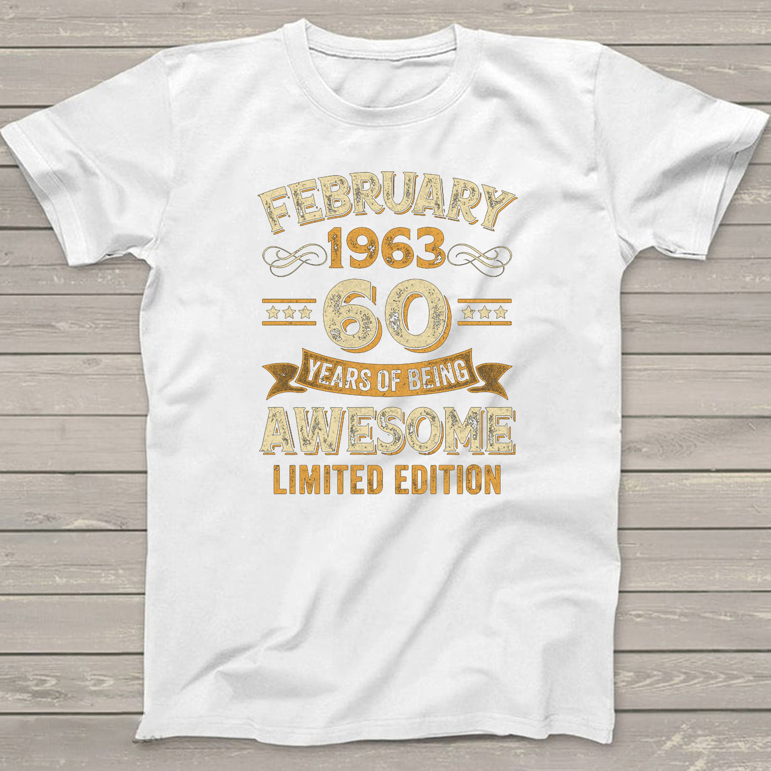 60 Years Awesome Vintage February 60th Birthday Grandpa T-Shirt