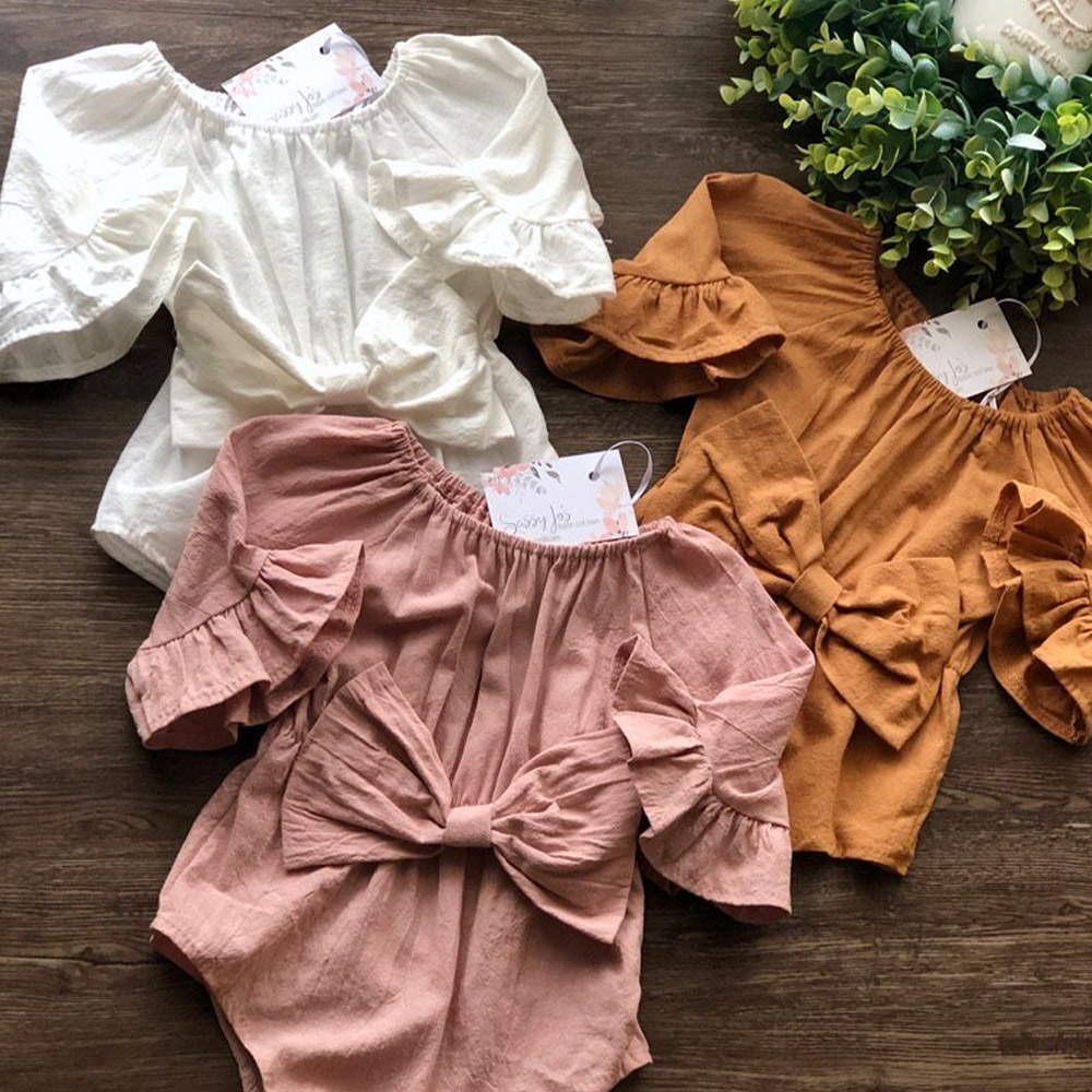 3 Colors Baby Girl Bell Sleeve Romper